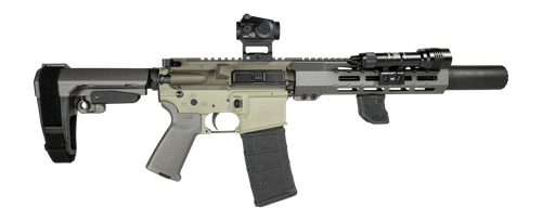 Shark Coast Tactical Sneeky Pete Deluxe 5.56 NATO 30+1 7.50" Barrel, M-LOK, SB SBA3 Brace, VortexRed Dot, StreamlightRail Light 2, YHM Turbo K-RB Suppressor