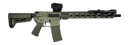 Shark Coast Tactical Grassy Knoll AR15 Carbine Bundle 5.56mm, 16" Threaded Barrel, 2-Tone Green, Picatinny Rail, M-Lok Handguard, Magpul MOE SL, 30rd
