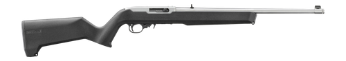 Ruger 10/22, 22 LR, 18.5" Threaded Cold Hammer-Forged Barrel, 1/2X28 Thread Pitch, Satin Finish Stainless, Black Magpul X-22 Stock, Adjustable Rear Sight, Gold Bead Front Sight, Manual Safety, Rotary Magazine, 10rd