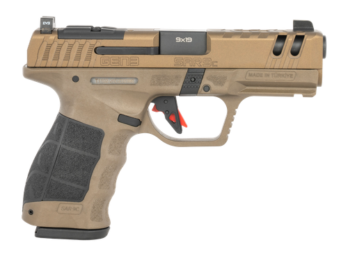 SAR USA SAR9 Gen3 9mm 10rd,4.10" Black Barrel, Bronze Steel Optic Cut/Serrated Slide, Bronze Polymer Frame Picatinny Rail, Textured Grip, RMSc Footprint
