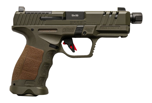 SAR USA SAR9 SOCOM Compact 9mm, 4.7" Threaded Barrel, OD Green, Optic Cut-Serrated Slide, Picatinny, RMSc Footprint, 10rd