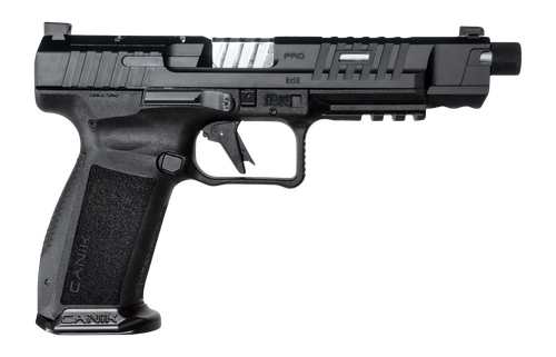 Canik METE SFX Pro 9mm, 5.7" Threaded Barrel, Matte Black, Tritium Front Sight, Black Rear, Flared Magwell, Optic Ready, Aluminum Trigger, 2 mags, 20rd , 18rd