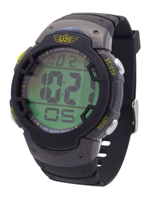 UZI Guardian Digital Watch, Black Rubber Strap
