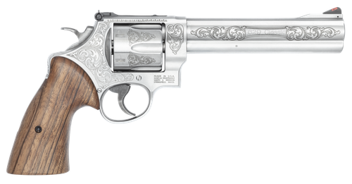 Smith & Wesson 629 44 Special/44 Rem Mag, 6.50" Engraved Barrel, Cylinder & Frame, Tyler Gun Works Bear Hugger Walnut Grip, Exposed Hammer, 6rd