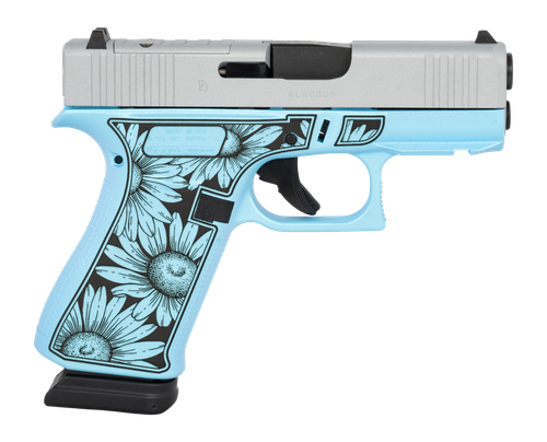 Glock G43X 9mm 15rd, 3.41" Turquoise Flowers