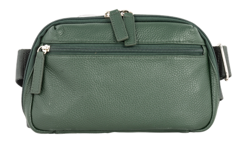 GTM Concealed Carry Waistpack Crossbody, Cowhide Leather, Forest Green