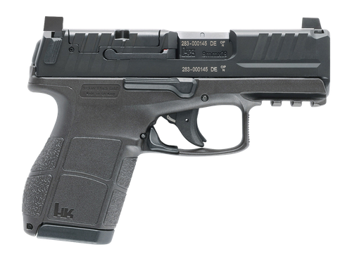 HK VP9CC 9mm, 3.1" Barrel, Black, Optic Ready/Serrated, Picatinny Rail, Interchangeable Backstrap Grip, 10rd