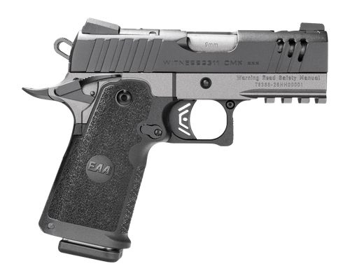 Girsan Witness 2311 CMX XXX, Compact, 9mm, 3.4" Bull Barrel, Black Slide, Tungsten Frame, Slim and Short Grip Module, Optic Ready W/RMSc, Ambi Safety, 16rd, 2 mags