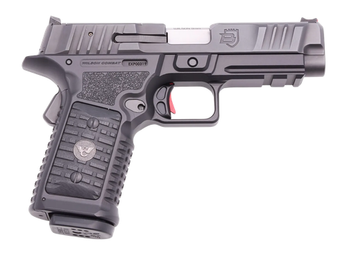Wilson Combat BULWARK Compact, 1911 Officer Size, 9mm, 4" Barrel, Black, Aggressive Texture G10, Optic Ready Slide, Red Fiber Optic Front Sight, 15rd