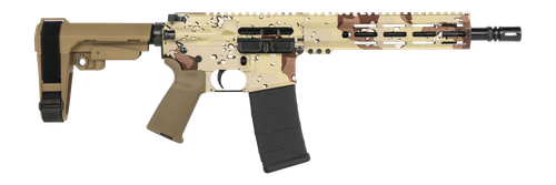 Shark Coast Tactical Chocolate Chip Cerakote 5.56mm 30rd, 10.5" Threaded Barrel, Picatinny Rail, M-Lok Handguard, Polymer SB Tactical SBA3 Brace