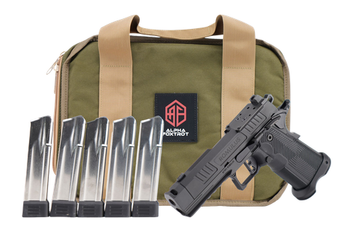 Alpha Foxtrot AF1911 Romulus Promo Pak Compact 9mm 20rd, 3.50" Black DLC Threaded Compensated Barrel, Steel Optic Ready/Serrated Slide & Frame Beaver