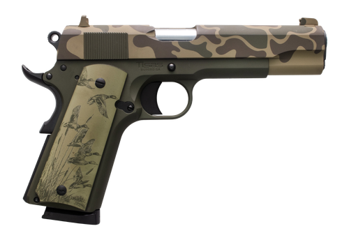 Tisas Arms 1911 A1 Stakeout Old School Camo Exclusive Full Size Frame 45 ACP 8+1 5" Stainless Steel Barrel, Carbon Steel Slide & Frame w/Beavertail
