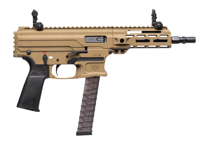 Panzer Arms ARP9 9mm 33rd, 6.50" Black Barrel, Coyote Tan Aluminum Receiver Picatinny Rail, Rear Picatinny Rail, Black Polymer Grip, Ambidextrous