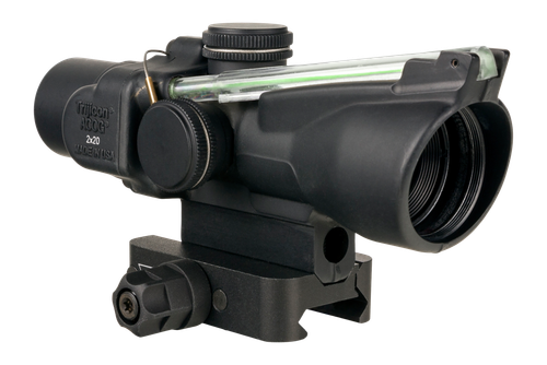 Trijicon Compact ACOG 2X20, 2x Magnification, 20mm Objective, Dual Illuminated, Green 115/147gr 9mm PCC RTR Reticle, Black, Includes Q-LOC Mount