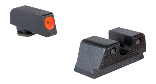 Trijicon HD Tritium Sight Set, Fits Glock 43X/48 MOS/43/42, Green Tritium with Orange Outline Front, Green Tritium with Black Outline U Notch Rear
