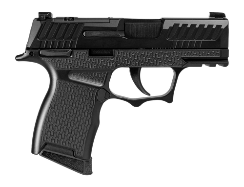 Shark Coast Tactical P365 9mm, 3.10" Black Barrel, Black Cerakote Stainless Steel Serrated Slide, Picatinny Rail, 10rd