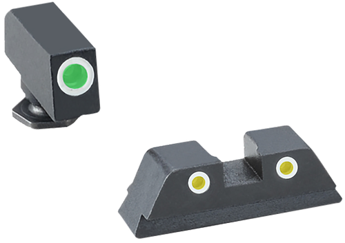 TruGlo Tritium Pro Night Sight Set White Outline Tritium Front/Green Tritium Rear/Black Nitride Fortress Frame,Compatible Glock 42/43/43X/48 Except MOS, Front Post/Rear Dovetail Mount