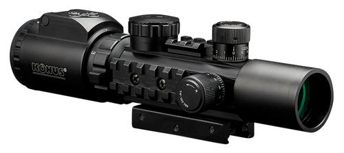 Konus KonusPro AS-34 Matte Black 2-6x28mm 34mm Tube Dual Illuminated (Red/Green) Engraved Mil-Dot Reticle Features Bubble Level