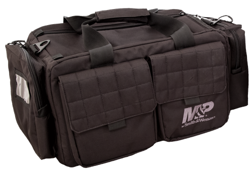M&P Accessories Officer Tactical Range Bag made of Nylon with Black, Accessory Pocket, Padded Ammo Bag, Carry Strap & Single Handgun Case 18" W x 10" H x 10" D Interior Dimensions