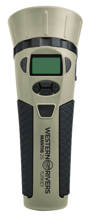 Western Rivers Mantis Electronic Turkey Call, 25 Preloaded Sounds, Tan Plastic Includes Hand Lanyard