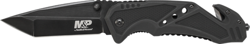 Schrade Smith & Wesson M&P 3.79" Folding Tanto Plain 7Cr17MoV Stainless Steel Blade Black Aluminum Handle