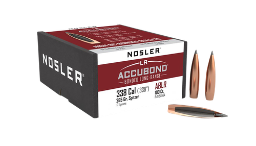NOSLER AccuBond Long Range, .338 Diameter, 338 Caliber, 265gr, Spitzer Boat Tail, 100 Count -NOT AMMO-