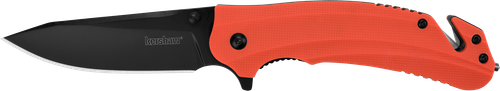Kershaw Barricade 3.50" Folding Drop Point Plain Black Oxide 8Cr13MoV SS Blade Orange Glass-Filled Nylon Handle Features Glass Breaker Includes Pocket Clip