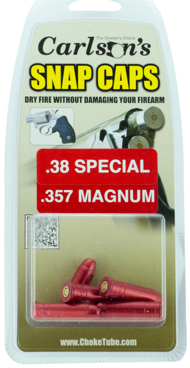 Carlson's Choke Tubes Snap Cap made of Aluminum for 38 Special, 357 Mag 6 Per Box