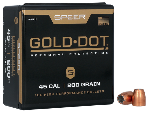 Speer Bullets Gold Dot Personal Protection .45 Caliber .451 200gr, Hollow Point100 Per Box BULLETS NOT AMMO