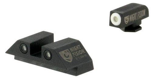 Night Fision Night Sight Set Square Square Green Tritium with White Outline Front & Green Tritium with White Outline Rear Black Frame for Glock 42, 43