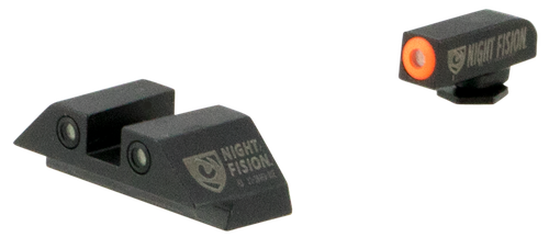 Night Fision OEM Replacement Perfect Dot Night Sight Set Square Green Tritium with Orange Outline Front, Green Tritium with White Outline Rear Black Frame for Glock 42, 43, 43x
