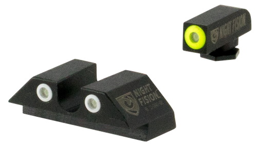 Night Fision OEM Replacement Perfect Dot Night Sight Set Square Tritium Green with Yellow Outline Front, U-Notch Green with White Outline Rear Black Frame for Glock 20,21,29,30,36,40,41