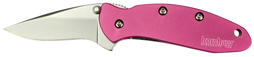 Kershaw Chive 1.90" Folding Drop Point Plain Bead Blasted 420HC SS Blade Pink Anodized Aluminum Handle Includes Pocket Clip