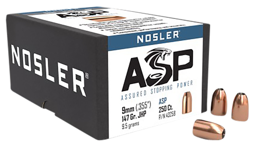 Nosler Assured Stopping Power Competition 9mm .355 147gr, Jacketed Hollow Point 250 Per Box -NOT AMMO-