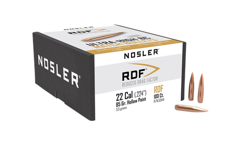 Nosler RDF Match 22 Caliber .224 85gr, Hollow Point Boat-Tail (HPBT) 100 Per Box -NOT AMMO-