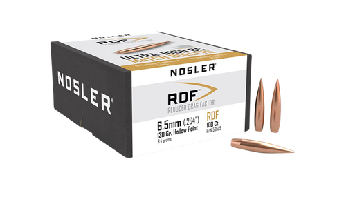 Nosler RDF Match 6.5 Creedmoor .264 130gr, Hollow Point Boat-Tail (HPBT) 100 Per Box -NOT AMMO-