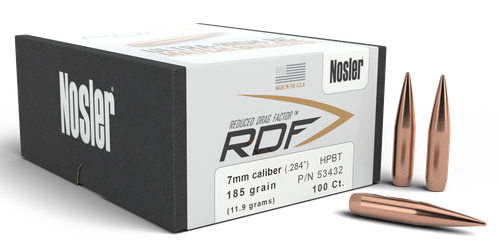 Nosler RDF 7mm .284 185gr, Hollow Point Boat Tail (HPBT) 100 Per Box -NOT AMMO-