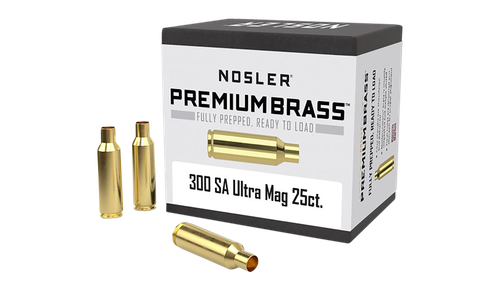 Nosler Premium Brass Unprimed Cases 300 Remington SAUM Rifle Brass 25 Per Box
