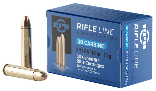 PPU Standard 30 Carbine, 110gr, Full Metal Jacketed Nose, 50rd Box
