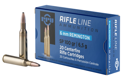 PPU Standard Rifle 6mm Remington 100gr, Soft Point, 20rd Box
