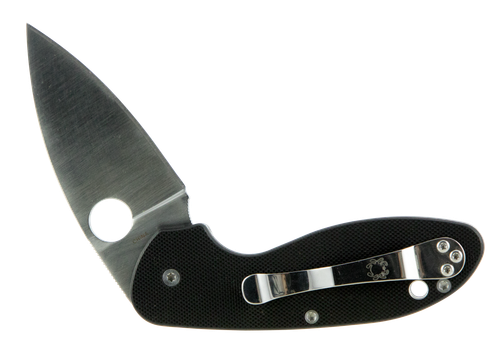 Spyderco Efficient, 2.98" Folding Knife, 8Cr13MoV, Plain, Drop Point, Circle Thumb Hole/Pocket Clip, Black G10