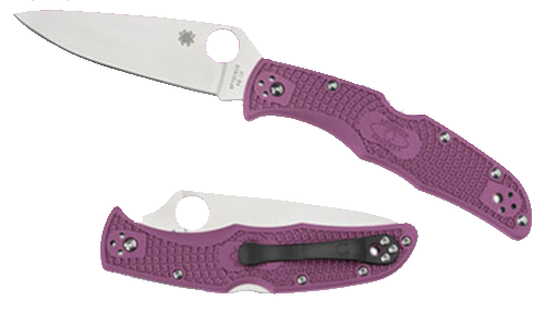 Spyderco Endura 4 Lightweight 3.75" Folding Clip Point Plain VG-10 SS Blade Purple Bi-Directional Texturing FRN Handle Includes Pocket Clip