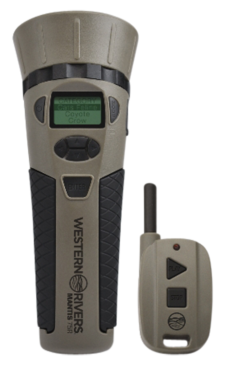 Western Rivers Mantis 75R Electronic Call Multiple Sounds Attracts Predators Features Remote Control Brown Polymer