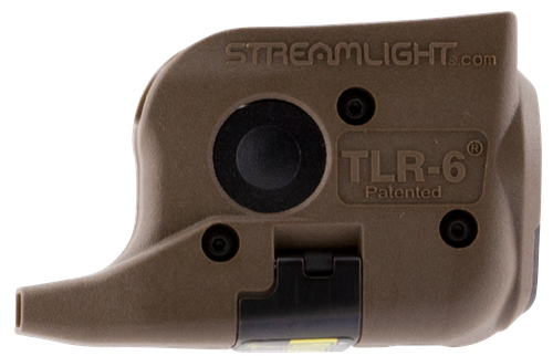 Streamlight TLR-6 Weapon Light Laser Fits Glock 42/43 For Handgun 100 Lumens Output White LED Light Red Laser 89 Meters Beam Picatinny Rail Mount Flat Dark Earth Polymer