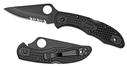 Spyderco Delica 4 Lightweight 2.88" Folding Part Serrated Black TiCN VG-10 SS Blade/Black Textured FRN Handle Includes Pocket Clip