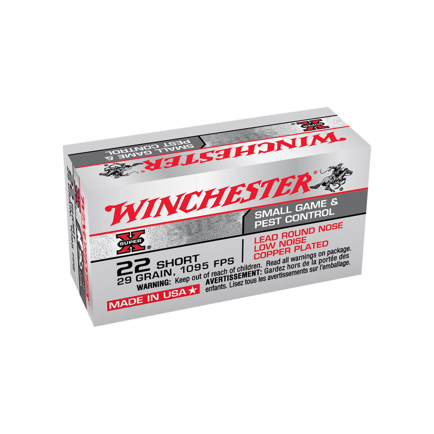 Winchester Super-X 22 Short 29gr LRN Ammunition, 50 Round Box