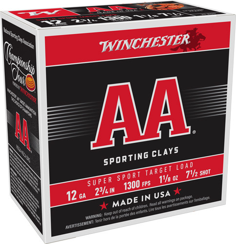 AA Super-Sport 12 Ga, , 2.75", 1300 FPS, 1.125 oz, 7.5 Shot, 250rd/Case (10 Boxes of 25rd)