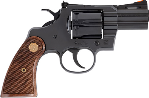 Colt Python, Revolver, Double Action, 357 Magnum, 2.5" Barrel, Blued, Black, Blade Front/Adjustable Rear Sight, Wood Grips, 6rd