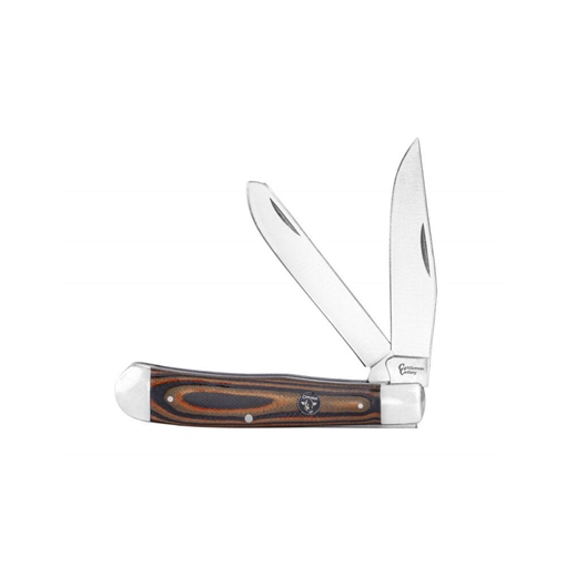 ABKT Cattleman Trapper Cowhand Knife 2 Blades Brown CC0002GBN
