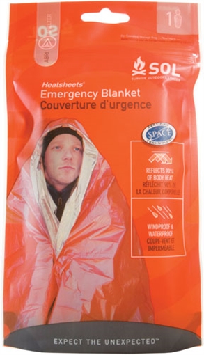 Survive Outdoors Longer SOL Emergency Blanket Warmth Waterproof Orange Metalized Polyethylene 01401222